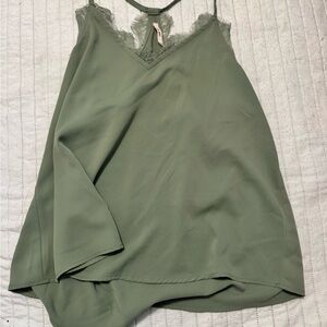 Sage Green Lace Trim Camisole Tank